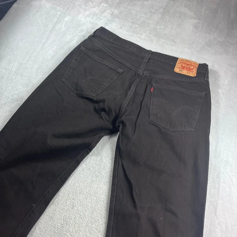 Levis 501 Original Fit Men Black Jeans Straight Leg Button Fly 36x36 100% Cotton